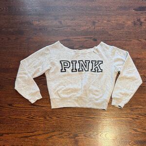 PINK Victoria's Secret Light Gray Cropped Sweatshirt